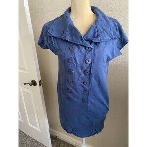 Blue Linq designed in Los Angeles Cotton stretch button dress w Pockets SZ S